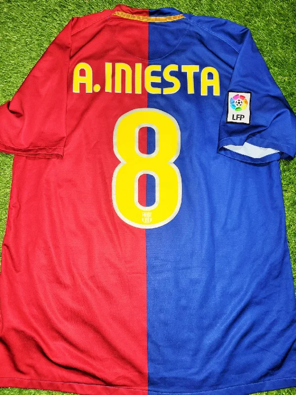 Iniesta Barcelona TREBLE SEASON 2008 2009 Home Soccer Jersey Shirt L SKU# 286784-655