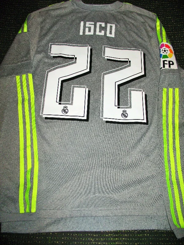 Isco Real Madrid 2015 2016 MATCH ISSUED Adizero Gray Long Sleeve Jersey Camiseta Shirt M 6