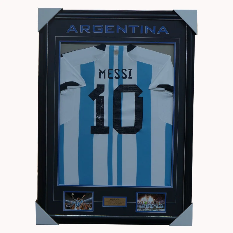 Lionel Messi Signed Argentina 2022 World Cup Champions Jersey Framed - 5387