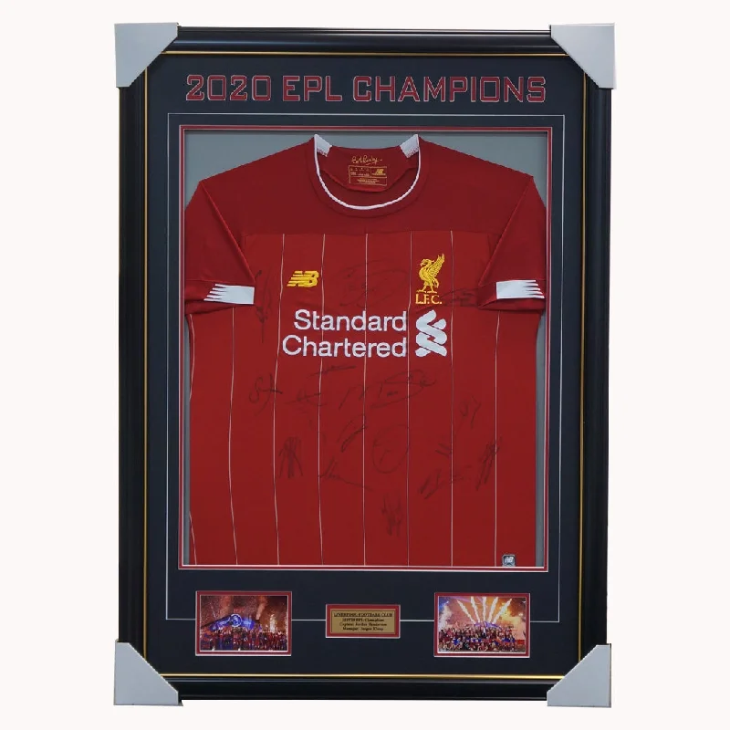 Liverpool Signed 2019/20 Epl Champions Team Jersey Framed Salah Henderson - 4443