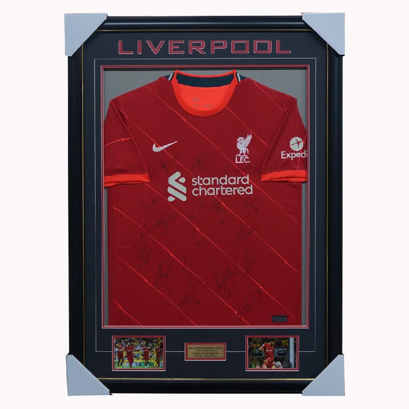 Liverpool Signed 2021/22 Team Jersey Framed Salah Henderson - 4973