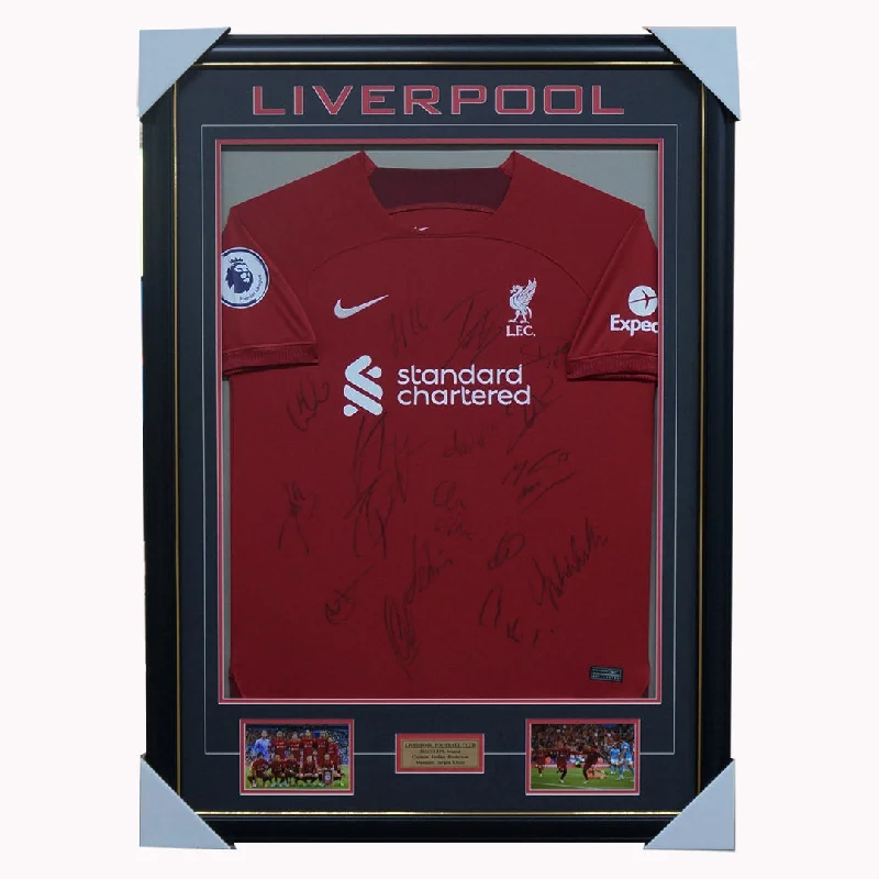 Liverpool Signed 2022/23 Team Jersey Framed Salah Henderson - 5347