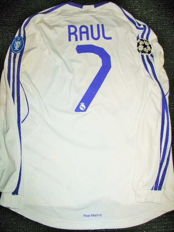 Raul Real Madrid 2007 2008 UEFA Long Sleeve Jersey Shirt Camista Trikot