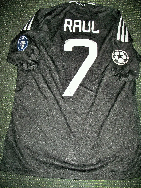 Raul Real Madrid 2008 2009 UEFA Black Jersey Shirt Camiseta Maglia M