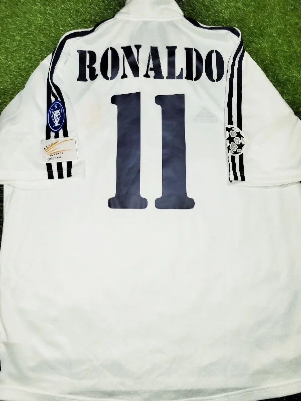 Ronaldo Real Madrid UEFA CENTENARY DEBUT SEASON 2002 2003 Home Soccer Jersey Shirt XL SKU# 134748