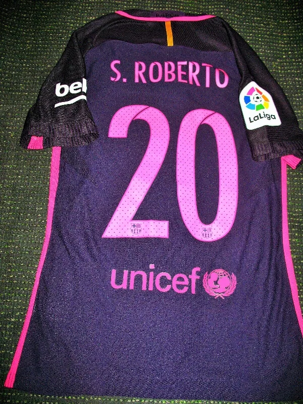 Sergi Roberto Barcelona 2016 2017 MATCH WORN Purple Jersey Shirt Camiseta