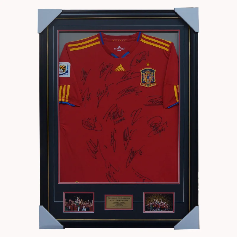 Spain 2010 World Cup Signed Jersey Framed With Photos & Plaque - 2782