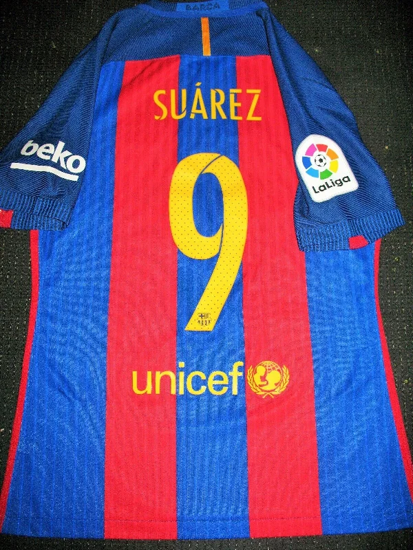 Suarez Barcelona Match Worn Jersey 2016 - 2017 Shirt Camiseta