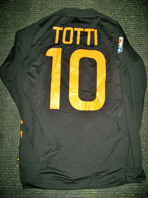 Totti As Roma Kappa 2011 2012 Black Long Sleeve Jersey Maglia Shirt M