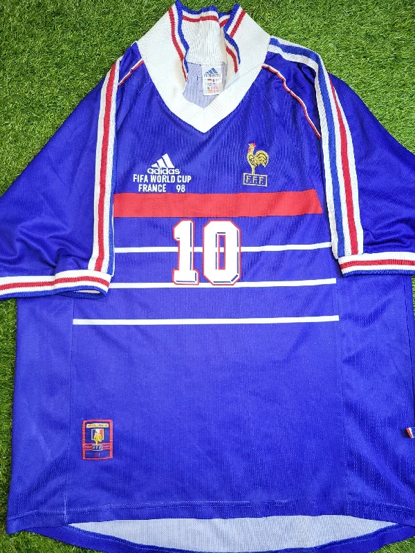 Zidane France 1998 WORLD CUP FINAL Home Soccer Jersey Shirt L