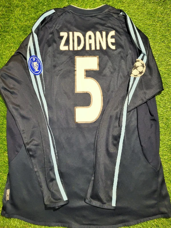 Zidane Real Madrid 2003 2004 UEFA Long Sleeve Navy Away Jersey Shirt Camiseta Maillot L SKU# 913004 ASR001