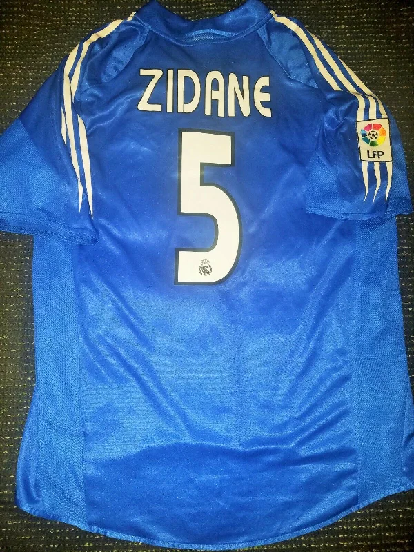 Zidane Real Madrid Blue Jersey 2004 2005 Camiseta Shirt L