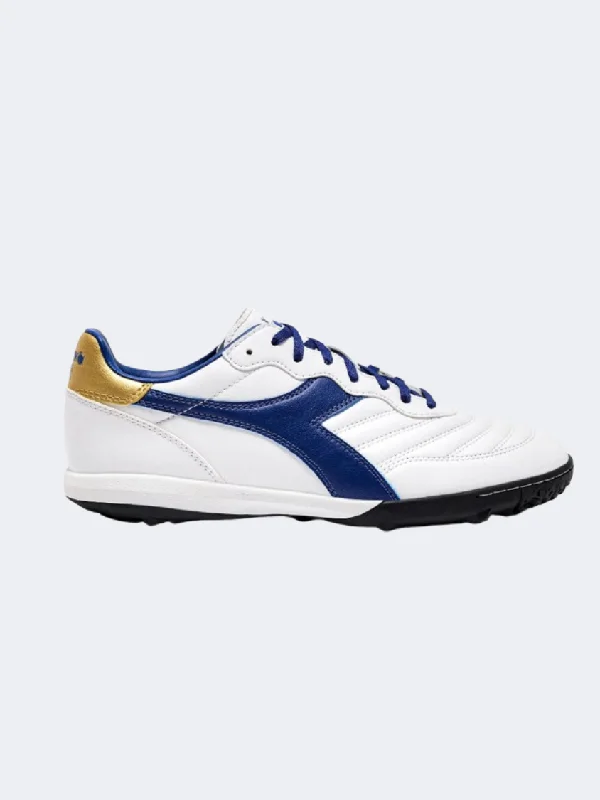 Diadora Brasil 2 Men Football Shoes White/Blue/Gold