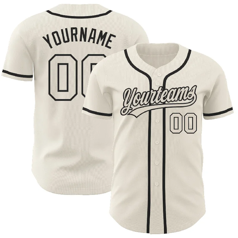 Custom Cream Cream-Black Authentic Baseball Jersey