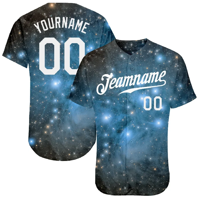 Custom Tie Dye White-Black 3D Authentic Baseball Jersey