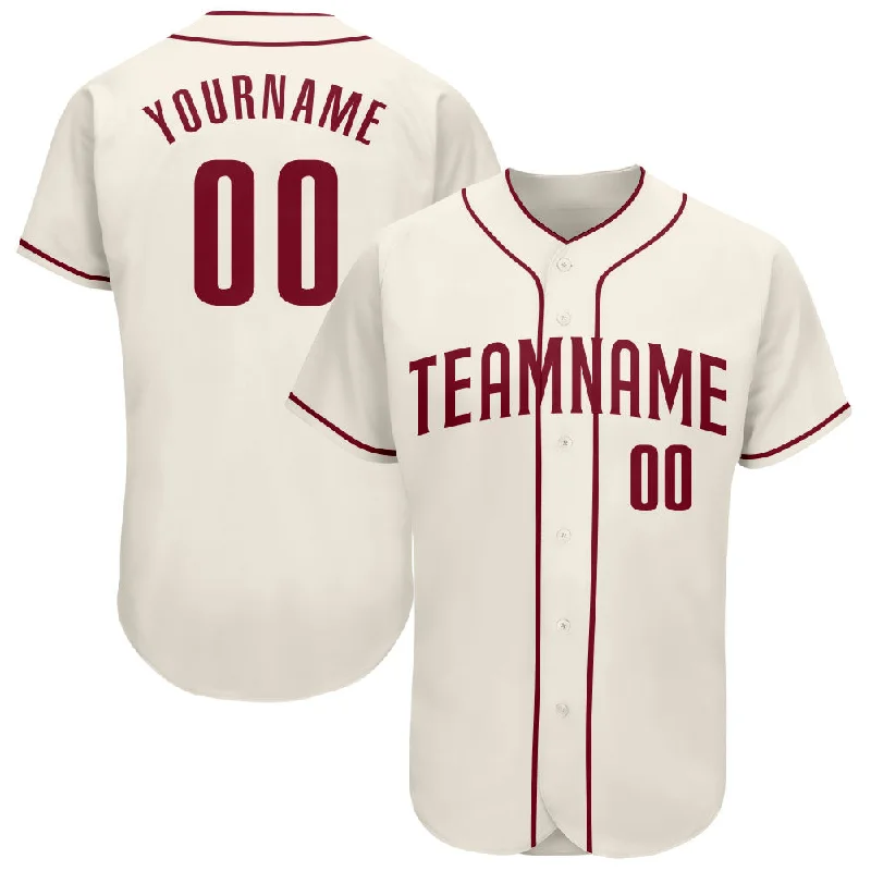 Custom Cream Crimson Authentic Baseball Jersey