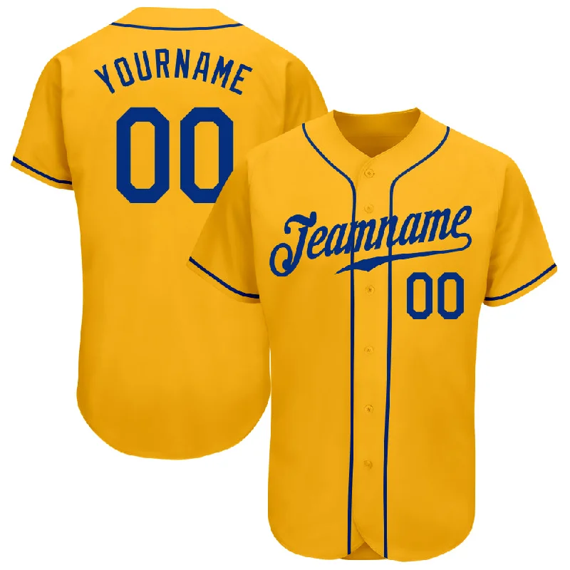 Custom Gold Royal Authentic Baseball Jersey