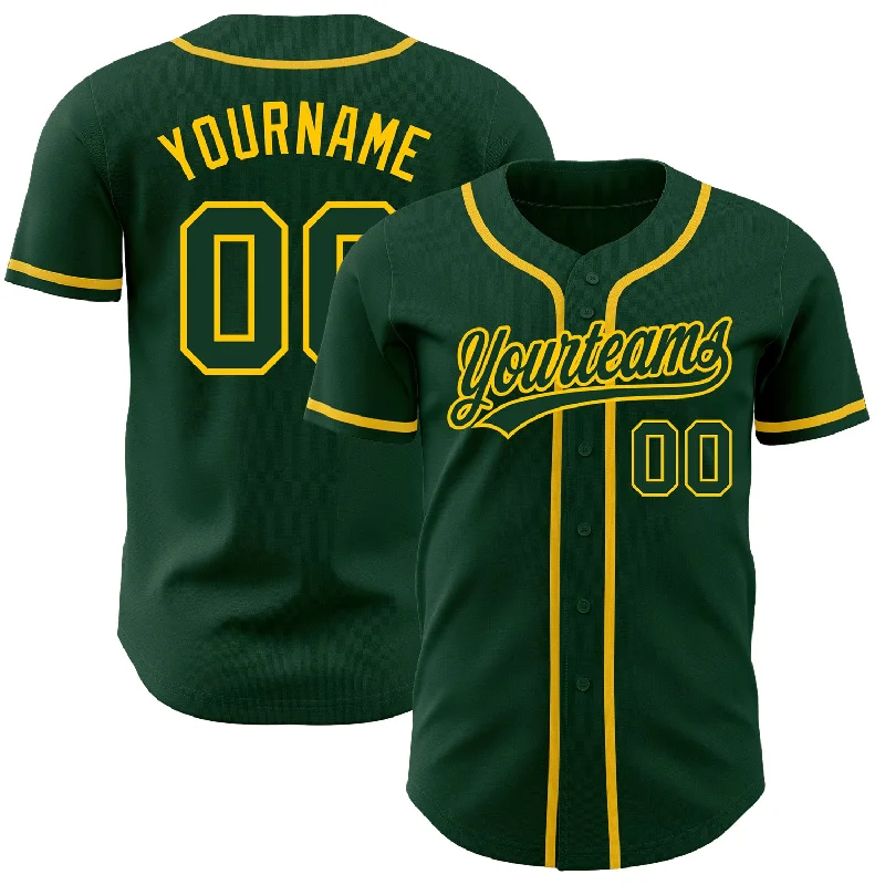 Custom Green Green-Gold Authentic Baseball Jersey