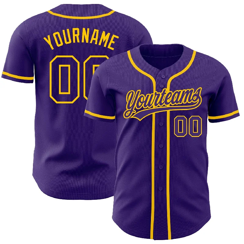 Custom Purple Purple-Gold Authentic Baseball Jersey