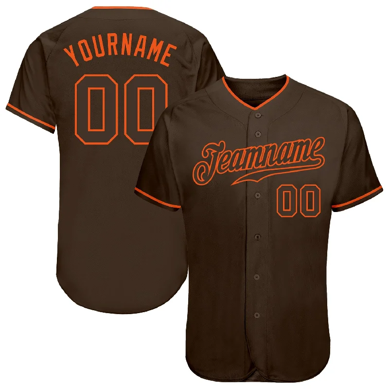 Custom Brown Brown-Orange Authentic Baseball Jersey