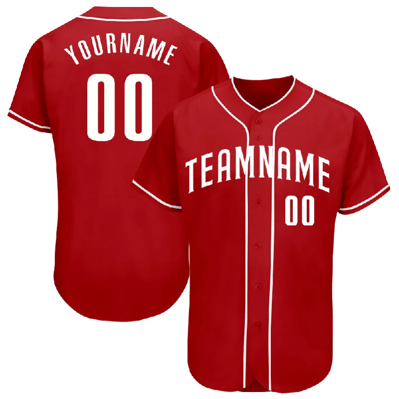 Custom Red White Authentic Baseball Jersey