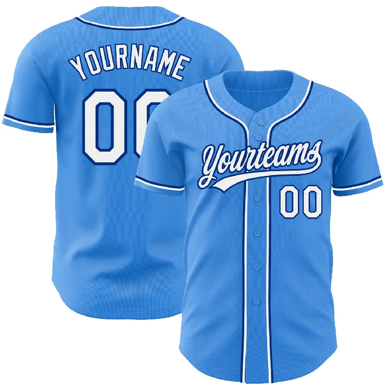 Custom Electric Blue White-Royal Authentic Baseball Jersey