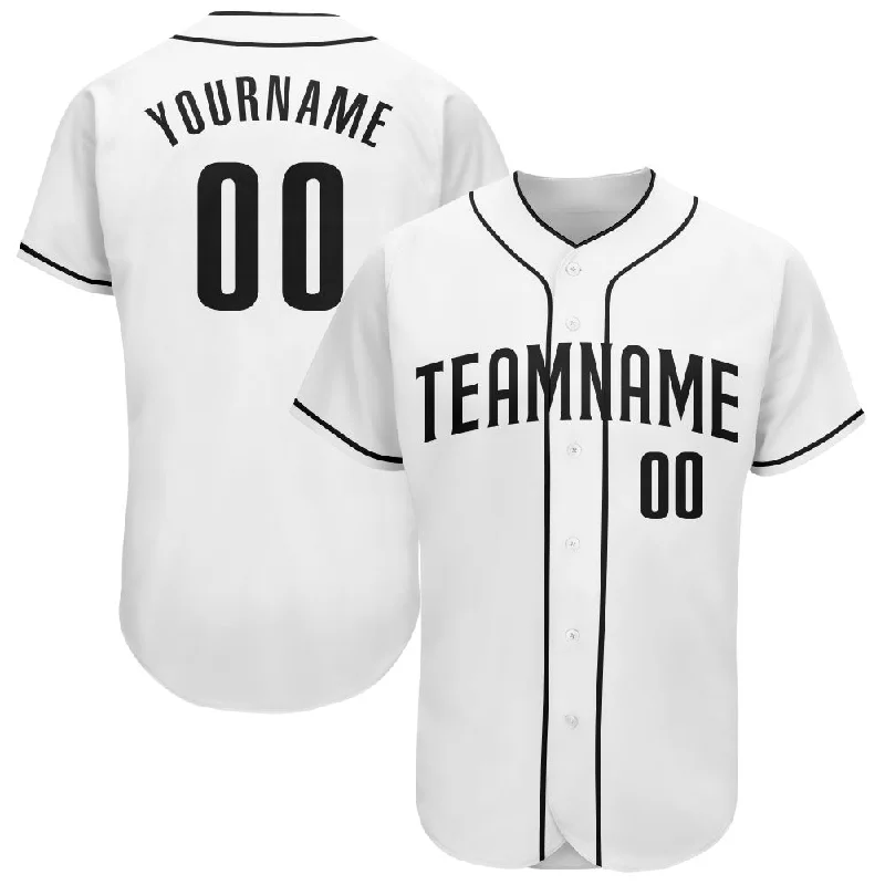 Custom White Black Authentic Baseball Jersey