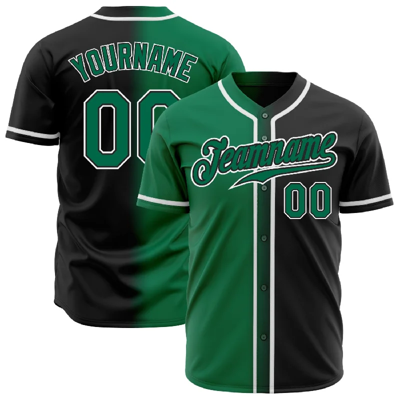 Custom Black Kelly Green-White Authentic Gradient Fashion Baseball Jersey