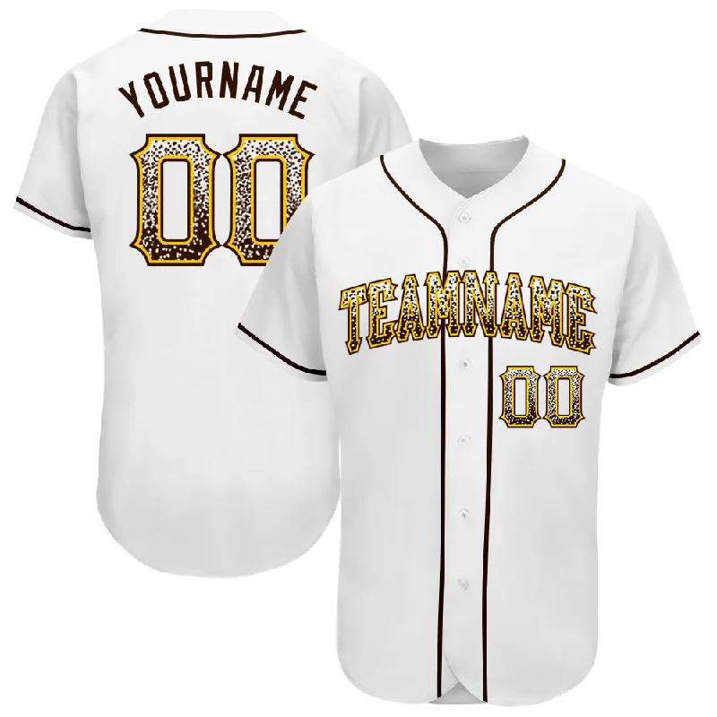 Custom White Brown-Gold Authentic Drift Fashion Baseball Jersey