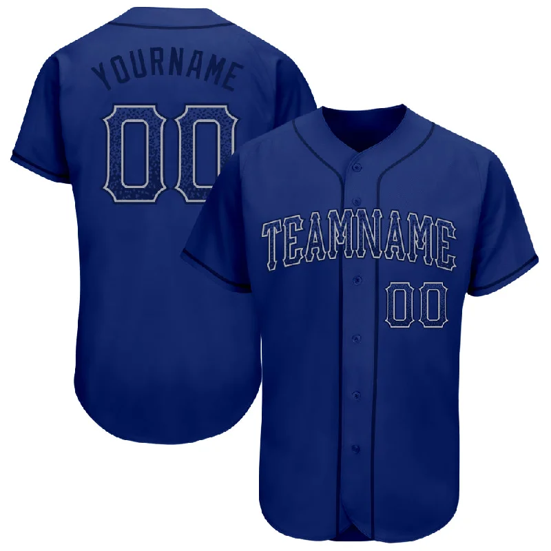 Custom Royal Navy-Gray Authentic Drift Fashion Baseball Jersey