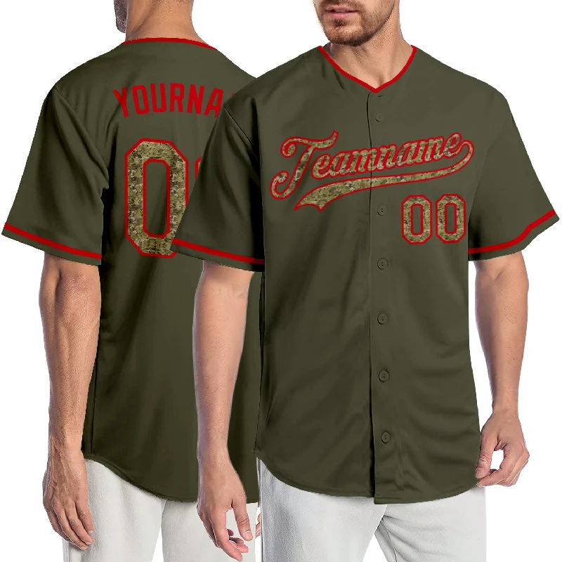 Custom Olive Cmao-Red Authentic Salute To Service Baseball Jersey