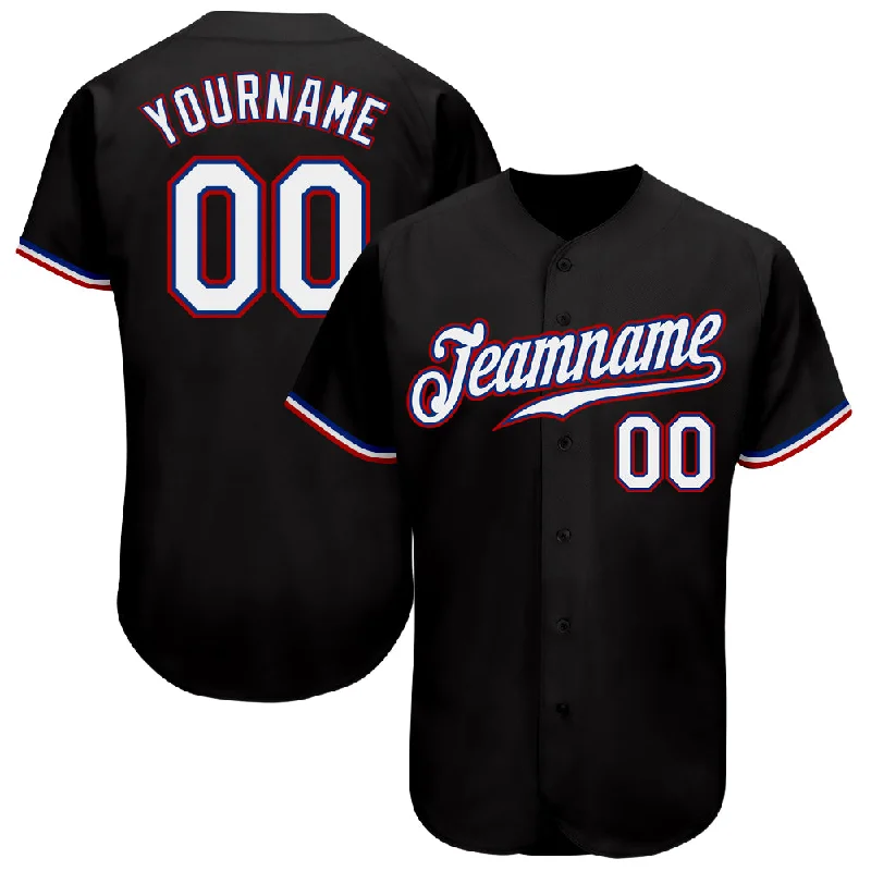 Custom Black White-Red Authentic Baseball Jersey