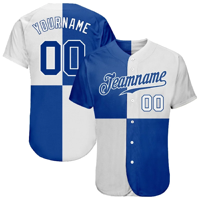 Custom White Royal 3D Pattern Design Multicolor Authentic Baseball Jersey