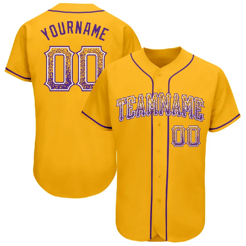 Custom Gold Purple-White Authentic Drift Fashion Baseball Jersey