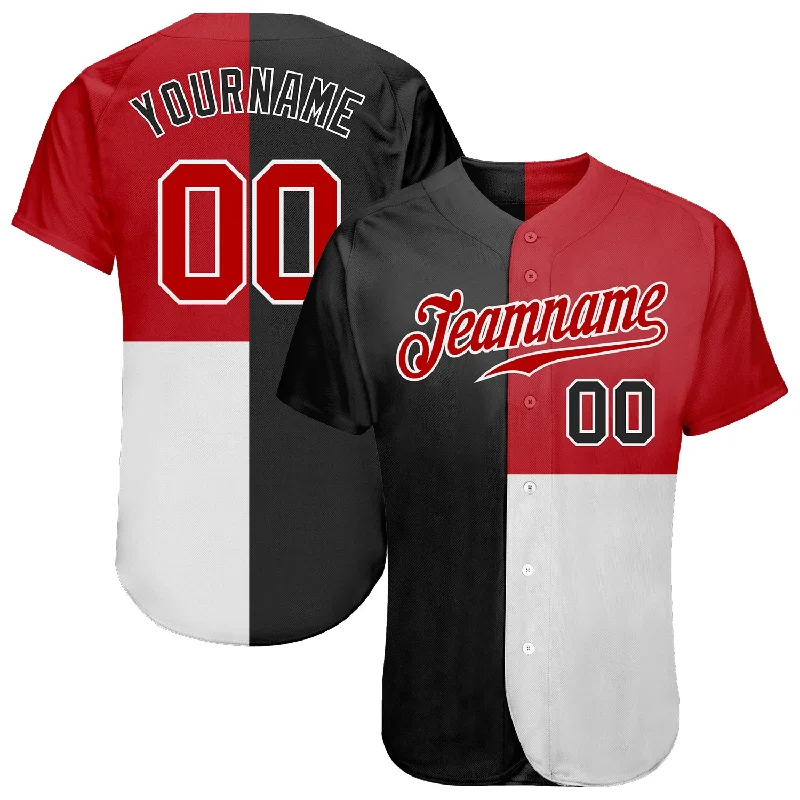 Custom Black Red-White 3D Pattern Design Multicolor Authentic Baseball Jersey