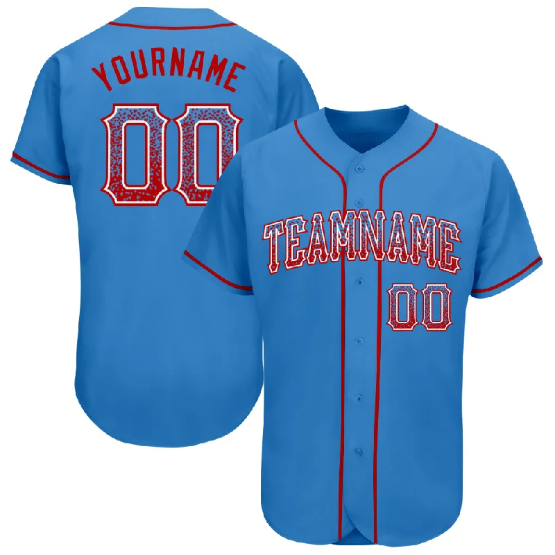 Custom Powder Blue Red-White Authentic Drift Fashion Baseball Jersey